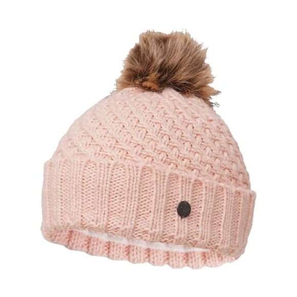 Chunky Knit Winter Beanie Fleece Lined Faux Fur Pom Elegant Chic Accessory main image 6